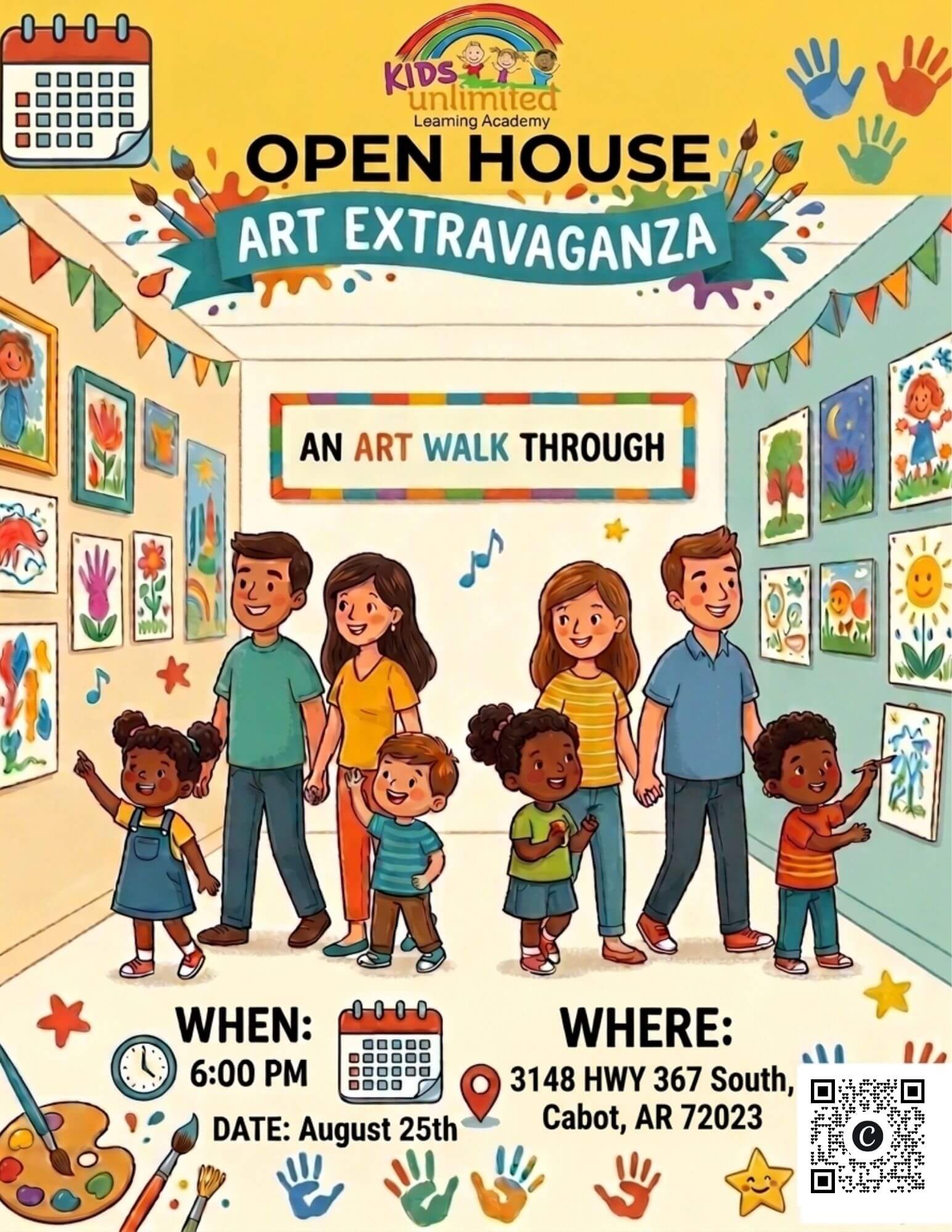 Kids Unlimited Learning Academy Open House Art Extravaganza in Cabot, Arkansas on August 25, 2026 at 6:00pm