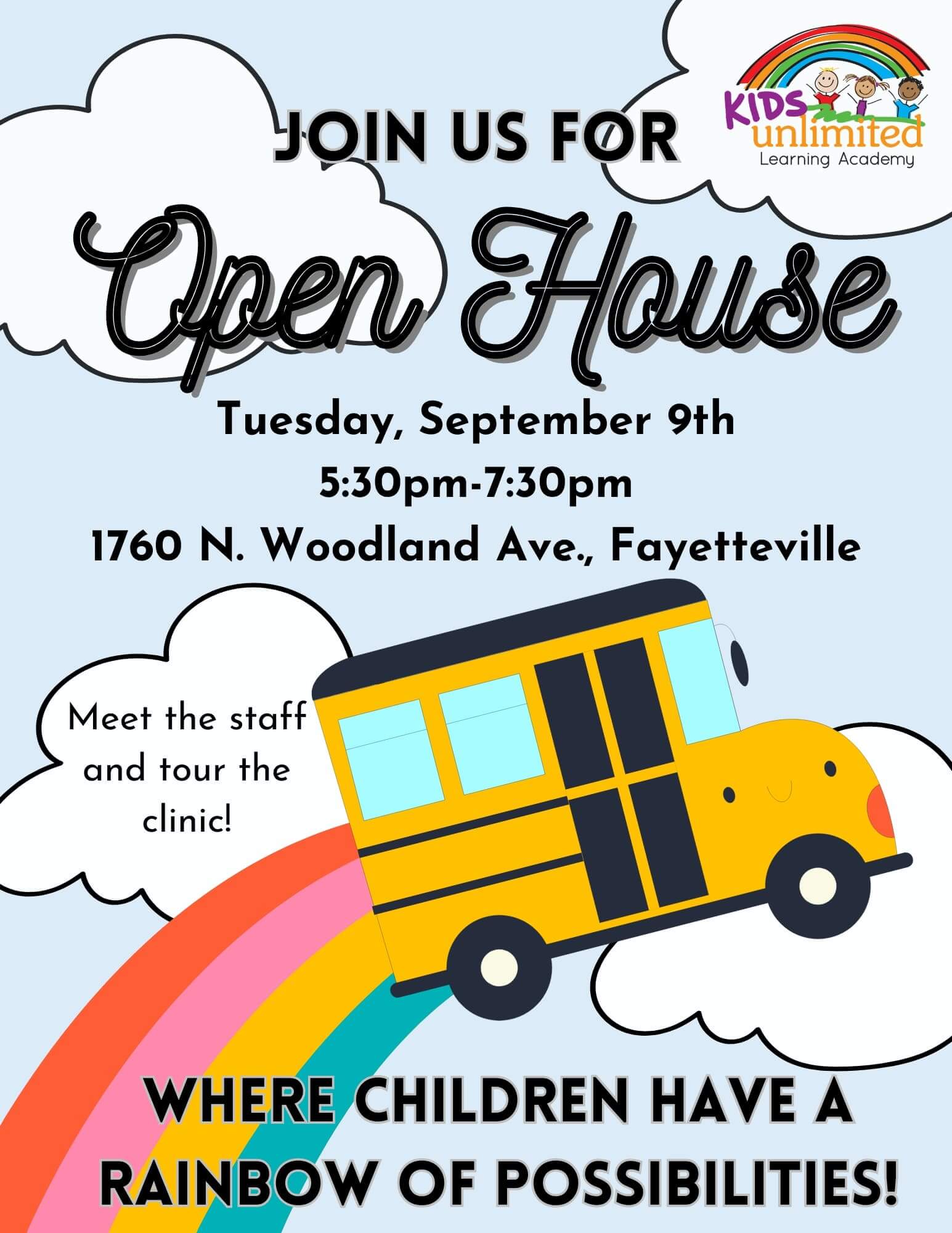 Fayetteville Open House Thursday Sept. 9th 5:30p-7:30p